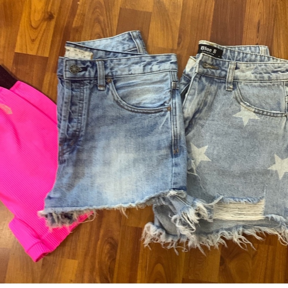 Free People Blue and Pink Women Shorts